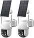 ieGeek 2Pcs 2K 3MP Überwachungskamer Aussen Solar, 360° PTZ Überwachungskamera Aussen Akku, 2.4GHz Kabellos Überwachungskamera mit PIR Bewegungsmelder,Farb-Nachts... 2-Wege-Audio