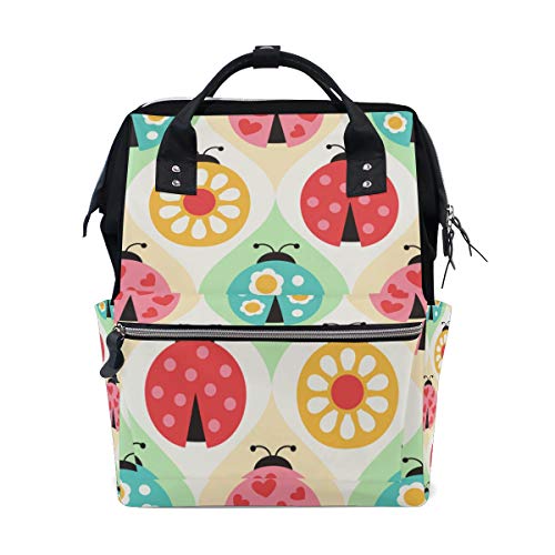Leichte bunte nette Marienkäfer große Kapazitäts Windel Beutel Mama Rucksack Multifunktionswindel Krankenpflege Beutel Tote Handtasche für Kind Baby