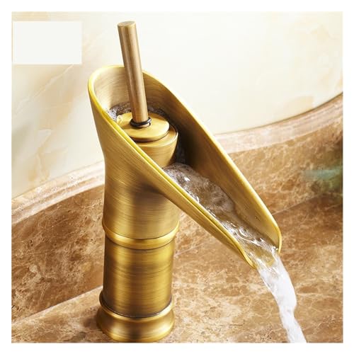 Grifo lavabo clásico antisalpicaduras monomando bronce efecto cascada 8