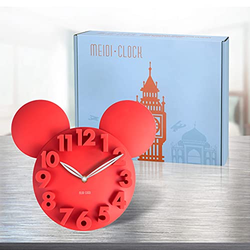 Meidi Clock Modern Design Mickey Mouse Big Digit 3D Wall Clock Home Decor Decoration - Red #TOP5
