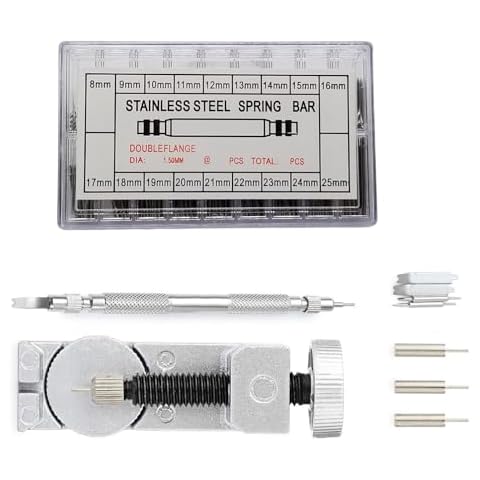 Sold_By_Cheapnwork 360pcs Professional Watch Band Stainless Steel Link Pins Spring Bars Repair (8-25mm) with Watch Link Band Strap Remove Tool Kit Cover