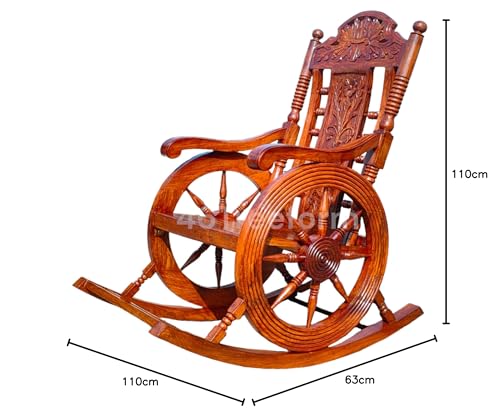 Image of Handmade Wooden Rocking Chair for Adults for Home Office Bedroom Living Room Engraved Carving Hancrafted Chair for Reading /Relaxing