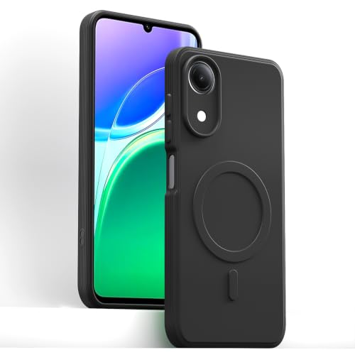Image of Outlouders Back Cover for Vivo T5e | Soft Matte Silicone | Slim Fit | Magnetic-Safe Logo Design (Magnetic-Safe Not Compatible) | Shockproof | Camera Protection Bumper Case (Black)