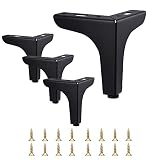 Mogokoyo 4 Stück 10CM Möbelfüße Metall Möbelbeine Schwarz mit Gummimatte für Tischbeine Sofa Füße Schrankfüße Bettfüße, Belastbar bis 400KG