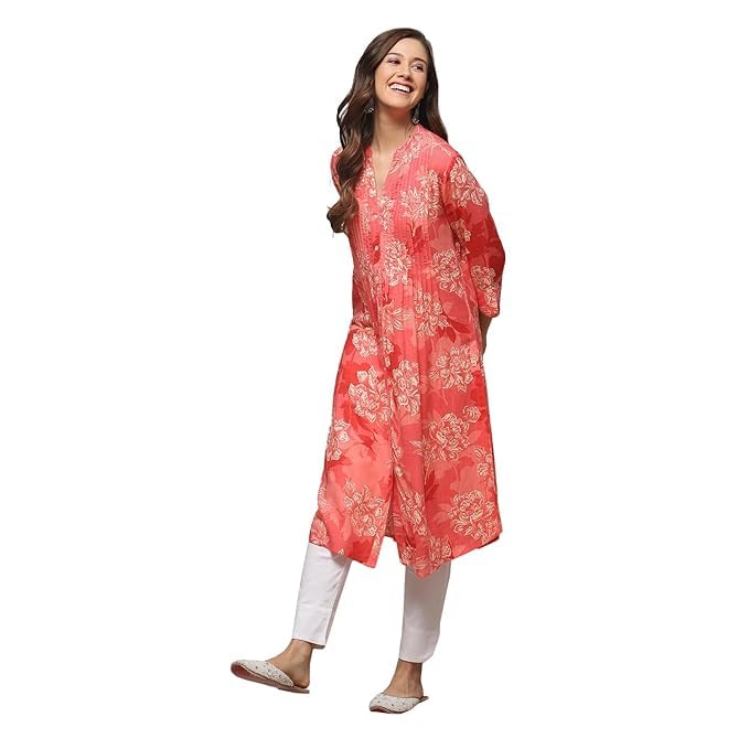 Image of BIBA Women Straight Fit Rayon Kurta