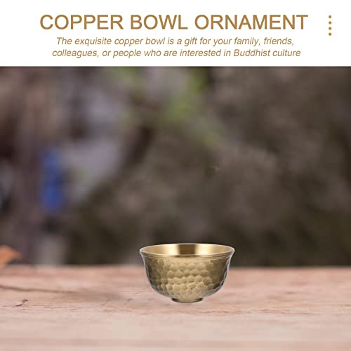 Artibetter Religion Tea Shui Bowl Multi-Function Household Water Altar Temple Finish Copper Hammered Thick Yoga Brass Fruit With Snack Offering And Metal Decorative Golden Decorative& #TOP1