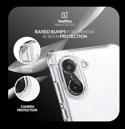 Image of ShieldTech TPU Back Cover Case + Tempered Glass for OnePlus Nord CE 5 / CE5 5G | Transparent Mobile Phone Back Cover Case with Screen Protector for 1+ One Plus Nord CE 5 / CE5 5G | Transparent Case