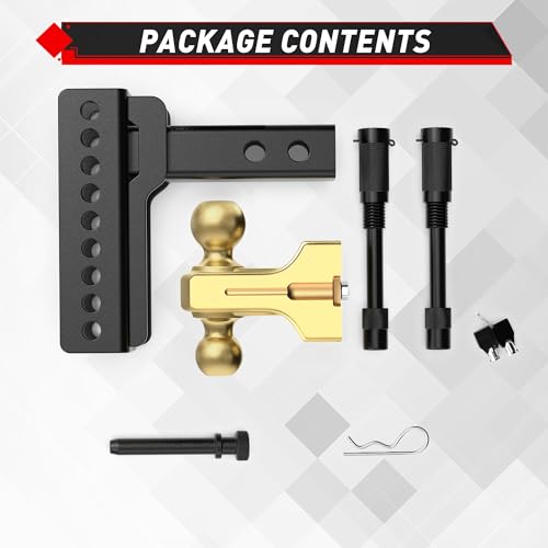 Image of TYT Adjustable Truck Trailer Hitch for 2.5 inch Receiver, 6 inch Drop /Rise Tow Hitch with Dual Balls (2 inch & 2-5 /16 inch), Compatible with Heavy-Duty Trailer Systems up to 22,000 lbs