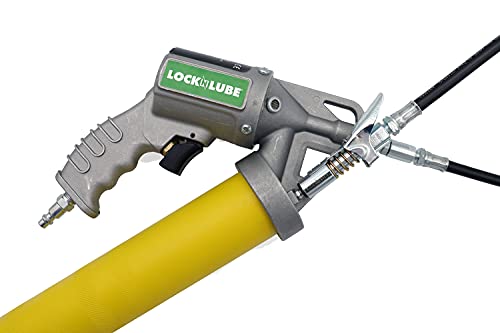 Image of LockNLube 2-in-1 Pneumatic Grease Gun with Single Shot & Continuous Modes. Single-Shot and Continuous delivery Modes in one Grease Gun! Easily Switch delivery Mode with The Sliding Selection Lever.
