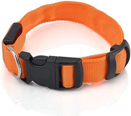 New Tech Junkies LED PET Glow Collar Dog Cat Night Safety Lead Adjustable Harness Flash Light up (Large, Orange)
