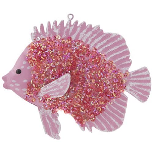 Pink Sequin Fish Ornament for Christmas Tree Trimming Decoration Keepsake