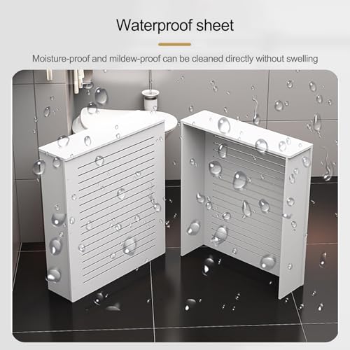 Cubierta para radiador de madera blanca y mueble de suelo con estante Nizer 6