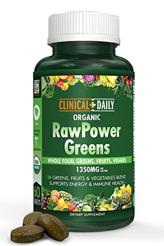 Clinical-Daily-Raw-Power-Greens-Organic-USDA-Tablets-Start-Dissolving-Fast-for-Absorption-Your-Super-Greens-Powder-Organic-Superfood-in-Convenient-Fruits-and-Veggies-Supplement-Pills-Vegan-60-Ct