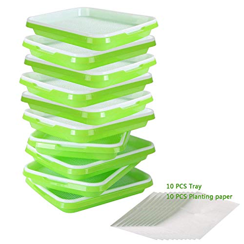 Seed Sprouter Tray Seed Germination Tray BPA Free Nursery Tray for Seedling Planting Suit for Garden Home Office (32cm25cm4.5cm-10pcs Without lid) - Thumbnail 5