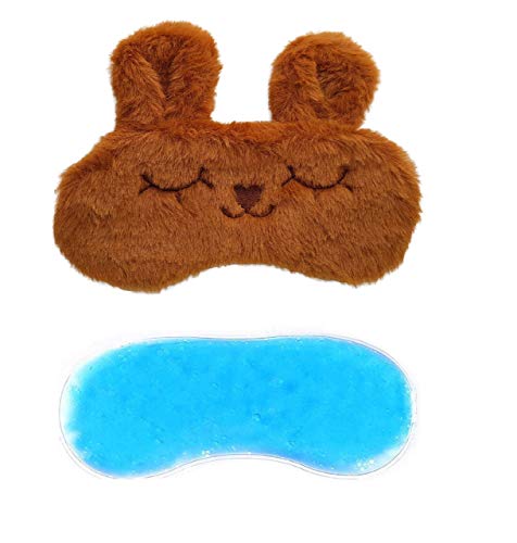 Image of Jenna Eye Mask for Sleeping with Adjustable Strap Super Soft Sleeping Mask Blind Fold for Comfortable Sleep Travelling Sleep Mask Pad for Girls Sleeping (Bunny-Brown-Gel)