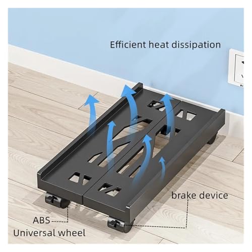 Soporte móvil para torre de computadora blanco con ruedas giratorias, ajustable para CPU, ventilado para mantener el equipo refrigerado miniatura 4