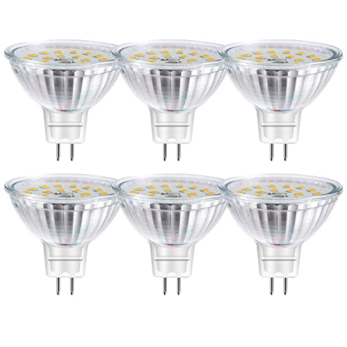 ProCrus GU5.3 MR16 5W LED Glühbirne,2700K Warmweiß,AC/DC 12V 5W LED Birnen,GU5.3 Bi-Pin Spotlight,120° Abstrahlwinkel Reflektorlampen,Äquivalent 40W Glühbirne,Niederspannung,Nicht dimmbar,6er Pack Cover