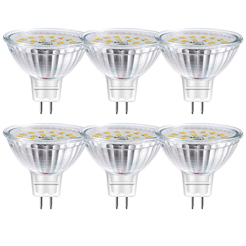 ProCrus MR16 5W LED Light Bulbs,GU5.3 2700K Warm White,AC/DC 12V 5W LED Bulb,GU5.3 Bi-Pin Spotlight,120° Beam Angle,Equivalent 40W Light Bulb,Non-dimmable,Pack of 6