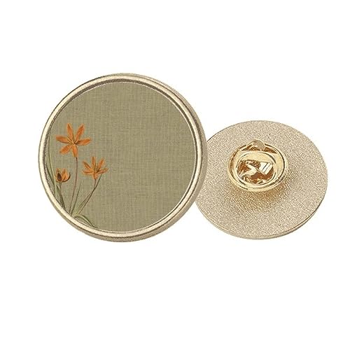 Broche ronde en métal doré orchidée en lin pour raviver un vêtement uni