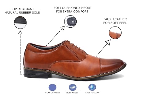 Image of SIR CORBETT Men's Synthetic Leather Oxford Lace Up Formal Shoes