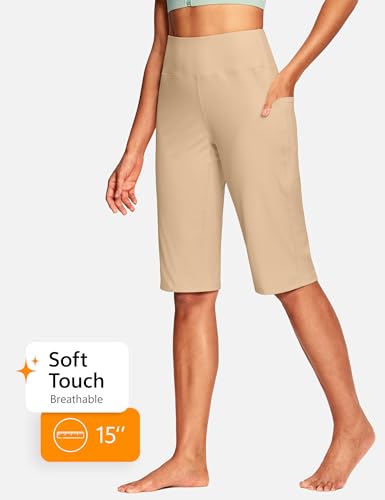 Image of ISEEGZ 15 inch / 18 inch / 21 inch / 25 inch Capri Pants for Women High Waist with Pockets Women's Capris Workout Yoga Pants Loose Straight Leg
