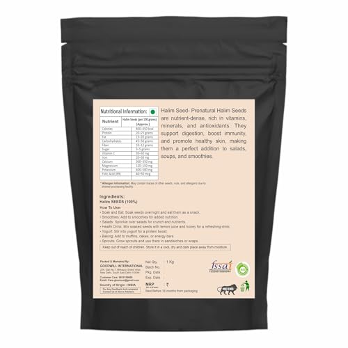 Image of Pronatural 1 Kg Halim Seed|garden cress seeds |Asaliya Seeds - 100% Natural, Rich in Protein, Fiber & Iron, Supports Immunity, Digestion, and Ideal for Weight Management & Bone Health