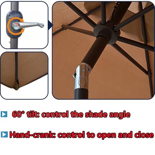 Sombrilla de jardín rectangular 3x2m toldo para patio con manivela inclinada 4