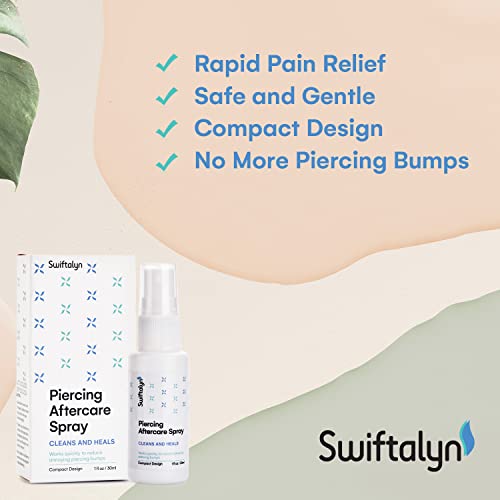 Swiftalyn Piercing Aftercare Spray To Shrink Clean And Heal New, Red & Angry Piercings And Piercings Bumps Fine Mist Travel Size - 30Ml #TOP1