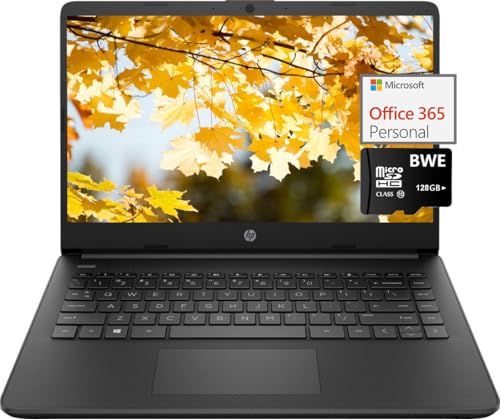 HP Newest 14 Ultra Light Laptop for Students, Quad-Core Intel N4120, 8GB RAM, 192GB Storage(64GB eMMC+128GB SD Card), with 1 Yea