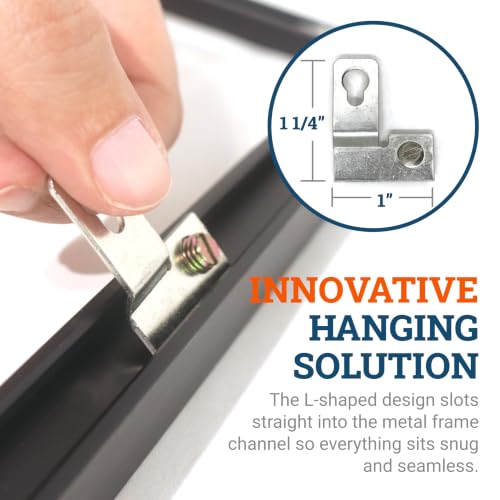 Image of PHS Metal Picture Hanger for Aluminum Framing - L Shaped D Ring Hangers with Screws - Frame Hooks for Back of Frame - Picture Framing Hardware - 24 Pcs