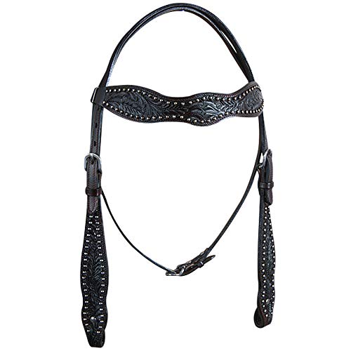 Hilason Western Horse Headstall Bridle American Leather Black Acorn Tool #TOP22