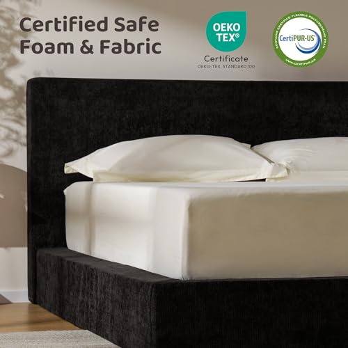 Image of RECCI AirFrame King Size Bed Frame with Headboard, Cloud Upholstered Platform Bed Frame, 5 Inch Foam Cushioned, No Box Spring, Easy Assembly(Onyx Black)