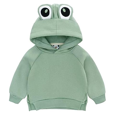 famuka Unisex Toddlers Sweatshirt Solid Colors Baby Hoodie (as1, age, 3_years, Green Frog) Cover