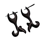 Tamaño aproximado: 42 mm. Amazingindiaonline AUSEW106 - Par de pendientes de madera de coco negro gitano con barra tribal de madera
