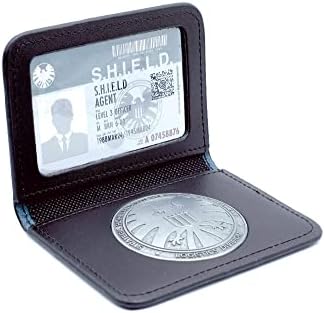 Marvel Agents of S.H.I.E.L.D. Badge ID Card Replica Set Exclusive | Marvel Studios Collectible 4-Inch Black Leather Wallet | Superhero Comic Book Accessories