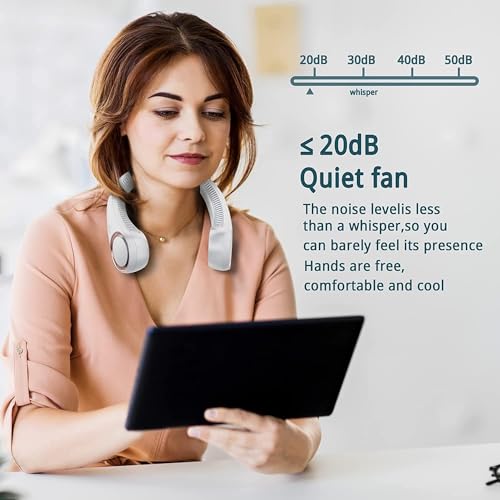 Image of Portable Neck Fan, Hands Free Bladeless Fan, 360 Cooling, Wearable Quiet Fan for Outdoor Indoor Use(White)