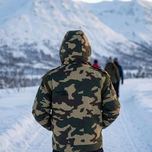Image of BIKEBLAZER RAINPRO Camouflage Winter Jacket for Men with Hood | Heavy Padded Warm Jacket | Windproof, Cold Weather Outdoor Army Style Jacket
