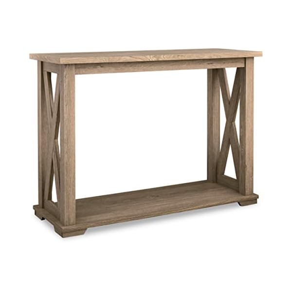 Signature Design by Ashley Elmferd Farmhouse Sofa Table with Shelf, Light Brown
