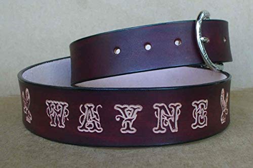 Personalized Leather Belt - Custom made Leather Belt Personalized with Your Name/Text - Made in USA by Pitka Leather3