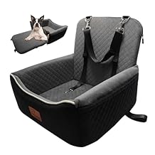 Dog Car Seat Bed 2 in 1 for Small/Medium Dogs up to 35 lbs,Adjustable Safety Leashes,Memory Foam with Soft Fabric Pets Travel Car Bed,Easily Installed in Front and Back seat,Removable and Washable.