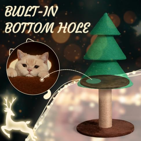 Rascador para gatos en forma de árbol de Navidad verde 31.5 in miniatura 2