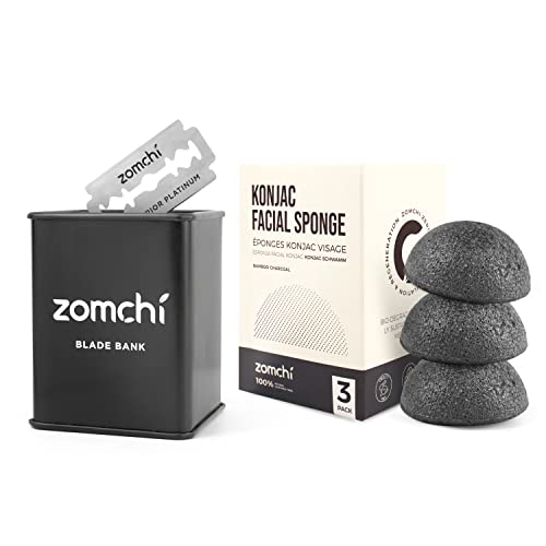 Razor Blade Bank for Safety Razor Blade Storagement with Facial Sponges