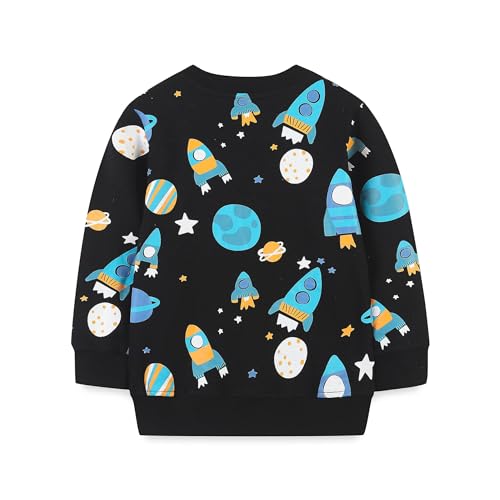 Irsutey Toddler Boys Cartoon Sweatshirts Crewneck Long Sleeve Pullover Cotton Cute Graphic Universe Sweatshirts Tops2