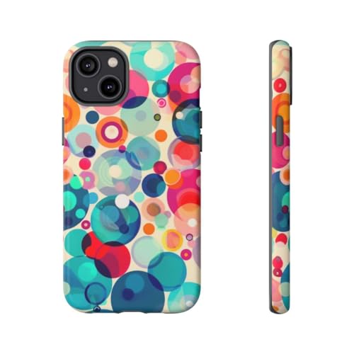 Coque iPhone 14 Plus cercles colorés rigide mate multicolore géométrique