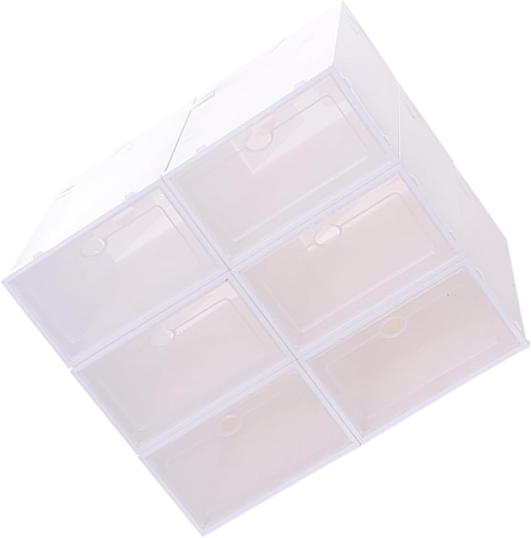 LABRIMP 6pcs Shoe Storage Box Stackable Thickened Plastic Containers Easy to Find Shoes Organize Your Home