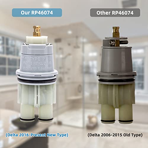 Rp46074 Shower Cartridge Replacement For Shower And Tub 13/14 Series Faucet, Include Rp22734 Bonnet Nut, Shower Valve Cartridge Assembly Compatible, Temperature Control Valve Cartridge Repair Kit #TOP3