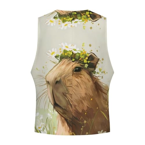 Cute Capybara Novelty Men's Suit Vest Casual Formal Dress Vests Business Waistcoat4