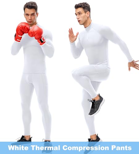 SPVISE 1 or 2 Pack Men's Thermal Compression Pants Fleece Lined Sports Leggings Tights Cold Weather Base Layer Bottoms Winter2