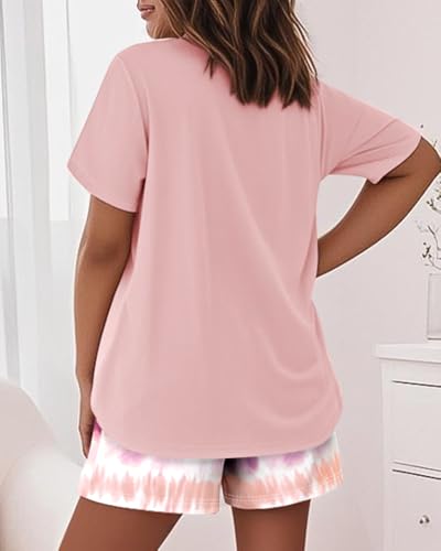 Image of CHICME Pajamas Set for Women 2 Piece Pjs Lounge Set Soft Short Sleeve Tops and Sleep Shorts with Pocket