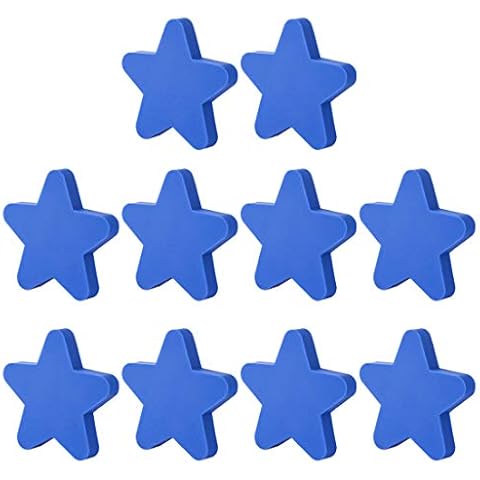 YakOK Knobs Furniture Knobs 10 Star Knobs Drawer Knobs Children's Bedroom Cupboard Knobs Pull Knob with Screws for Furniture 5.1*5.1*2.2cm blue Cover
